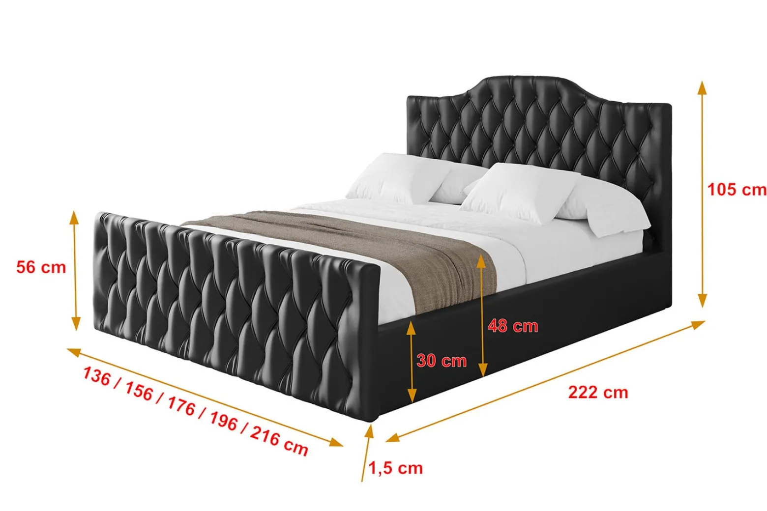 Łóżko tapicerowane bez materaca + pojemnik FALIO-Z-120x200 cm Czarny