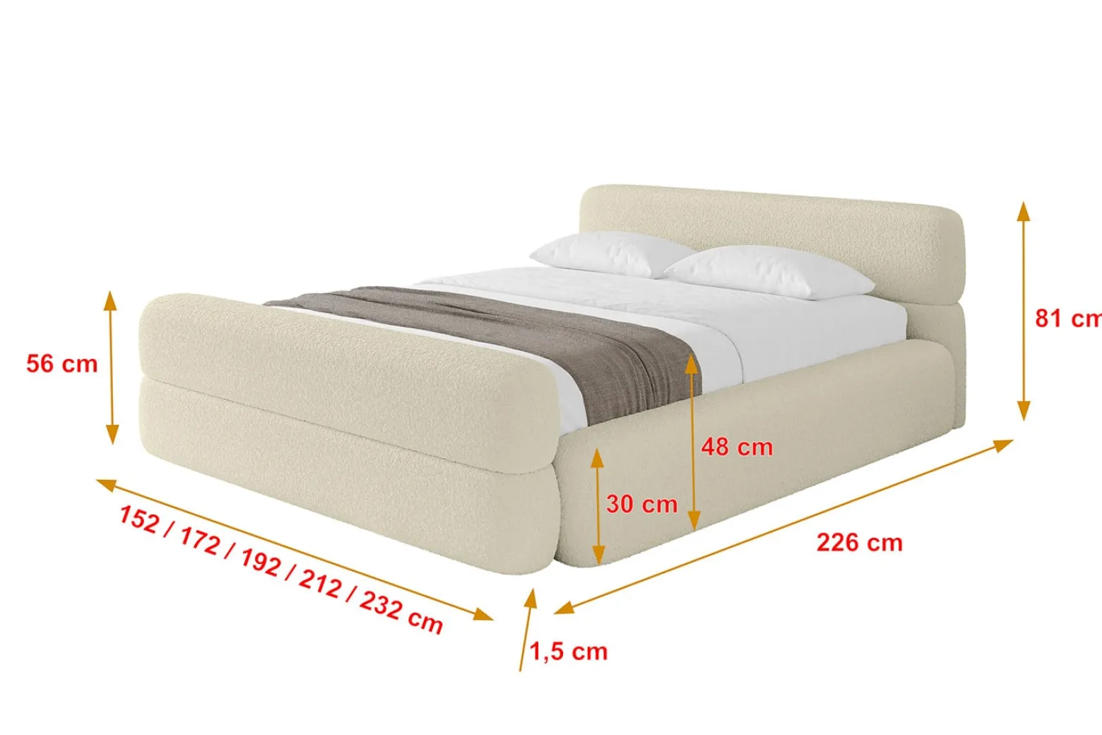 Łóżko tapicerowane bez materaca + pojemnik ENORA-v1-Z-120x200 cm Beżowy