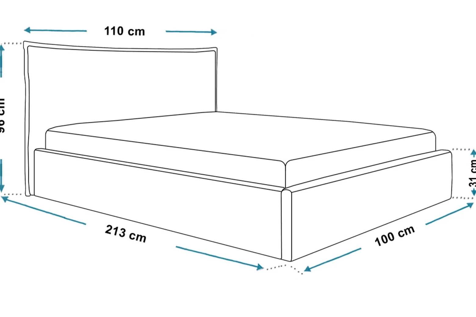 Łóżko tapicerowane Rimini Slim 90x200 ze stelażem drewnianym