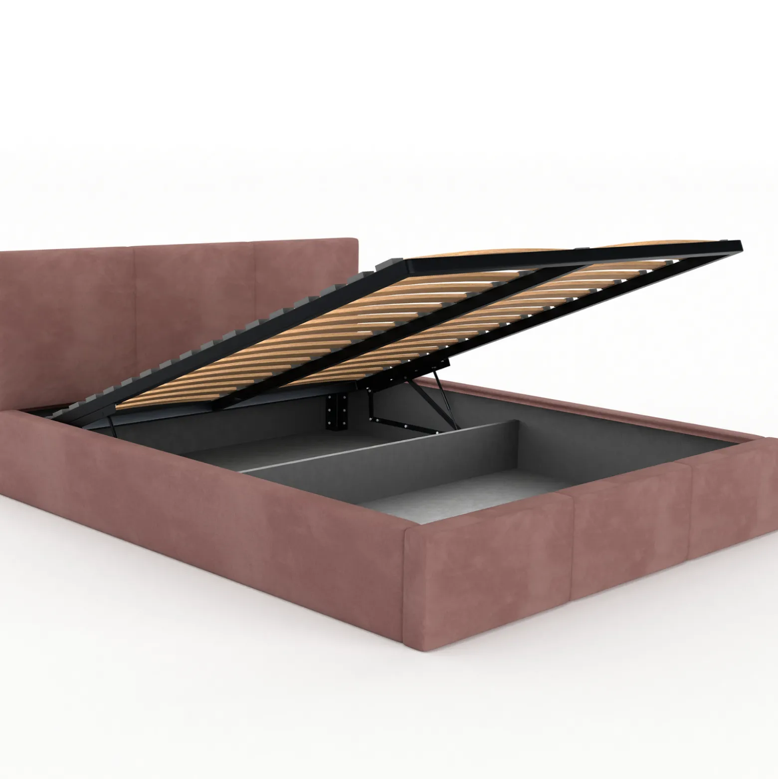 Łóżko tapicerowane VALENTINO 140x200 pojemnik na pościel - Brudny Róż