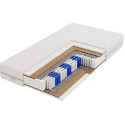 Łóżko tapicerowane z materacem + pojemnik ZORA-v1-Z-120x200 cm Beżowy