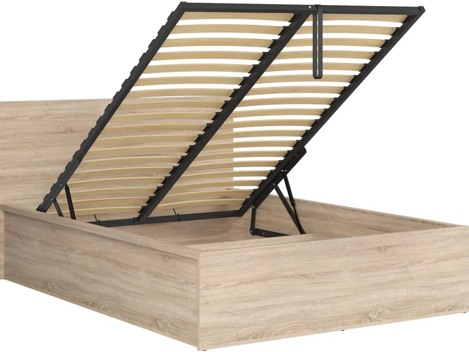 Łóżko Tetrix 140x200 ze stelażem i pojemnikiem dąb sonoma