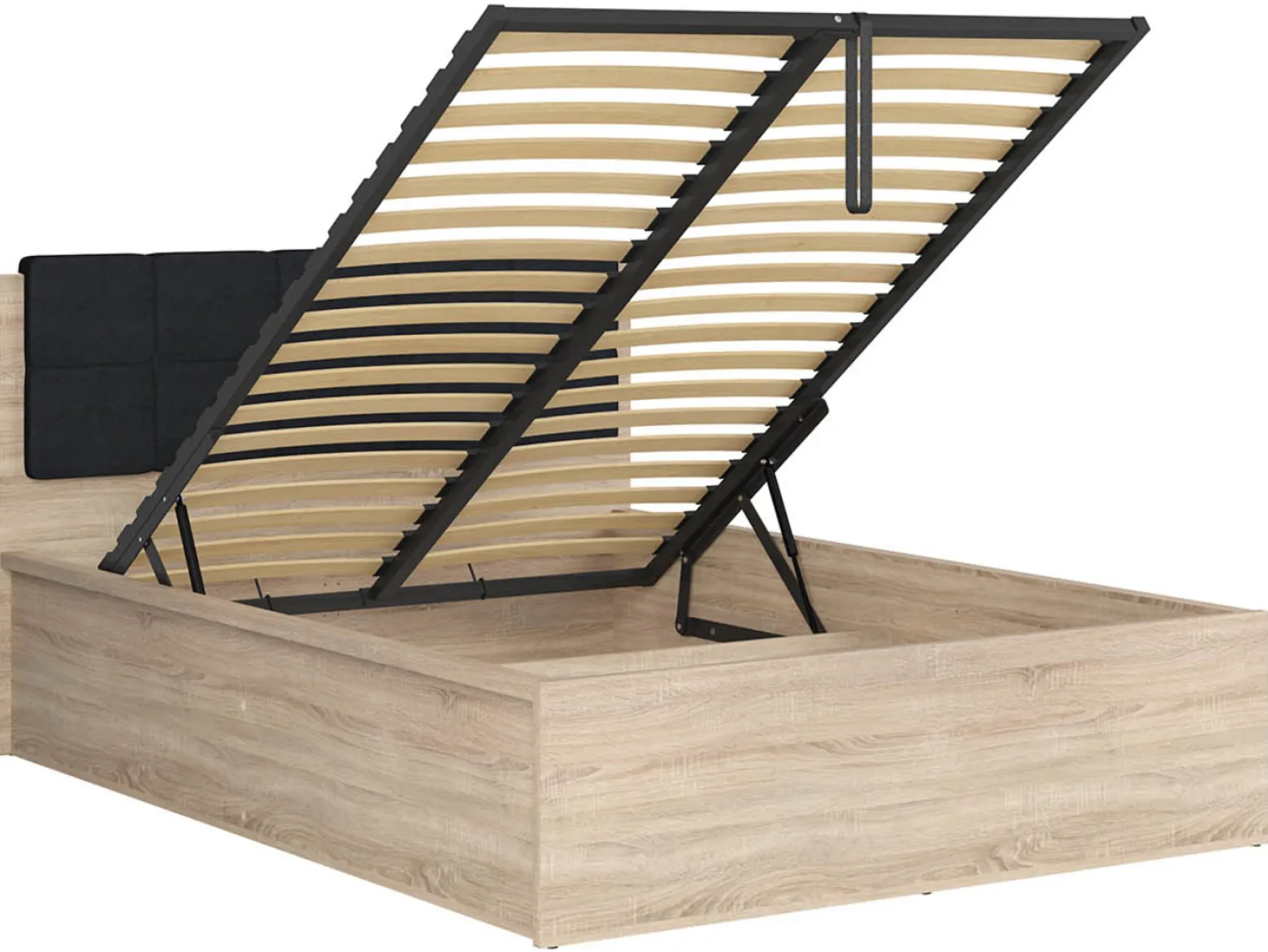 Łóżko Tetrix 140x200 ze stelażem i pojemnikiem dąb sonoma