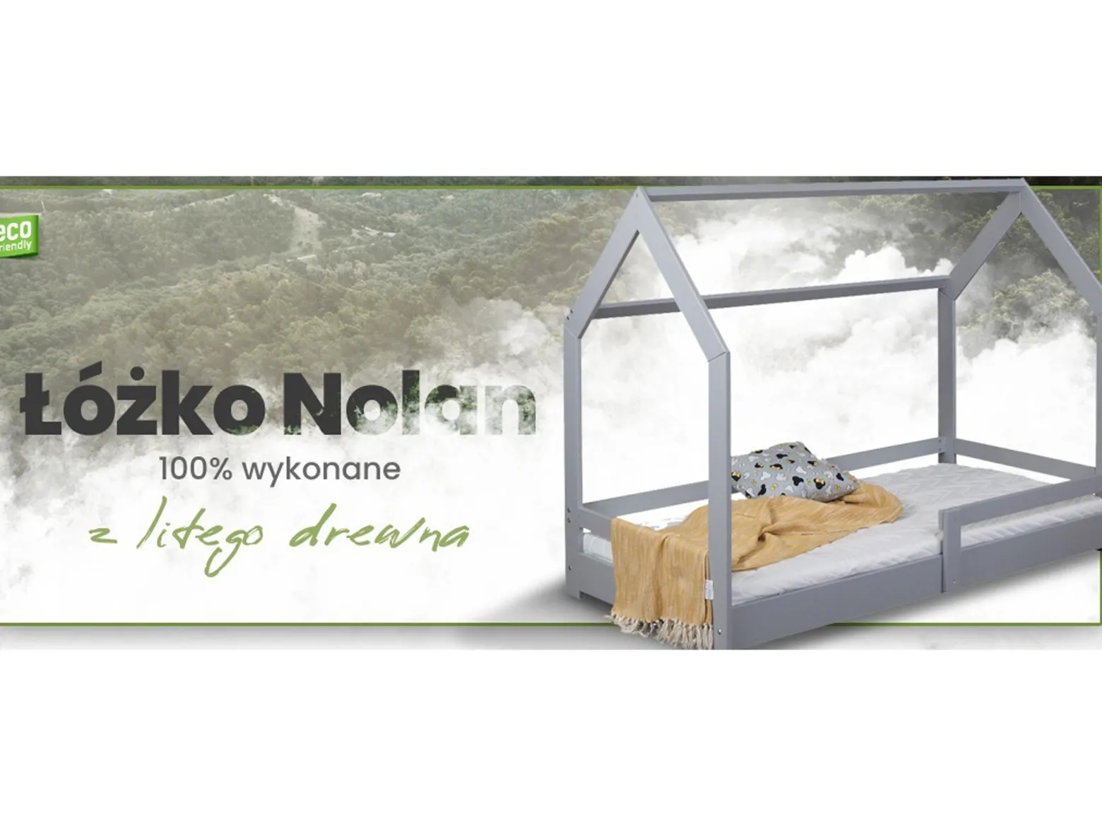 Łóżko 80x160 domek NOLAN, kolor szary + stelaż