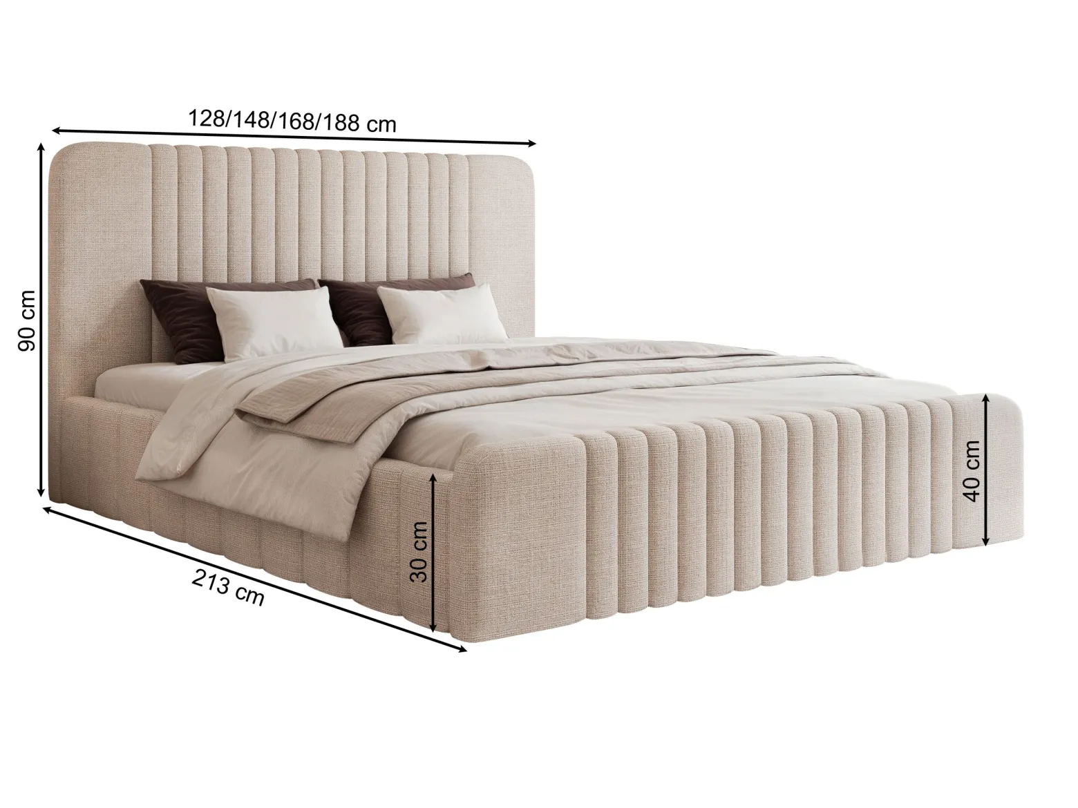 Łóżko 120x200 Verto Comfort z pojemnikiem, tkanina Cremona 02