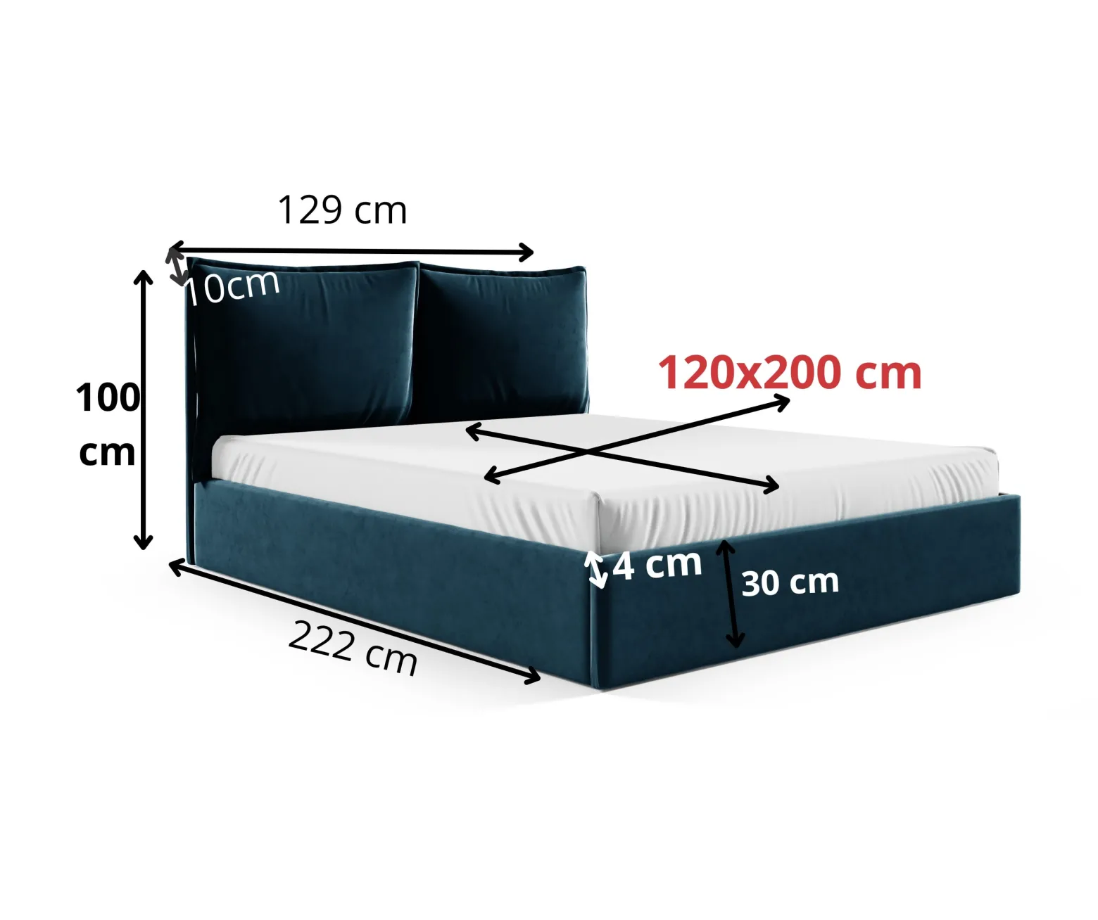 Łóżko 120x200 z pojemnikiem , metalowy stelaż GLAM riviera 81