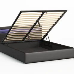 Łóżko 140x200 z pojemnikiem Nira czarne + materac H3 Nova T30