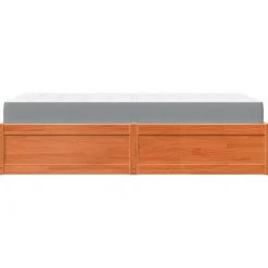 Łóżko z materacem woskowy brąz 90x190 cm lite drewno sosnowe