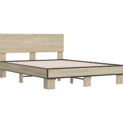 Łóżko Ze Stelażem Drewnopodobne Rama Łóżka Do Sypialni Pokoju 140x190 cm