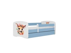 Łóżko Babydreams niebieskie Bambi z szufladą materac piankowy 140x70