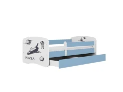 Łóżko Babydreams niebieskie Nasa z szufladą materac piankowy 180x80