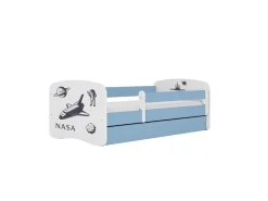 Łóżko Babydreams niebieskie Nasa z szufladą materac piankowy 180x80