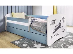 Łóżko Babydreams niebieskie Nasa z szufladą materac piankowy 180x80