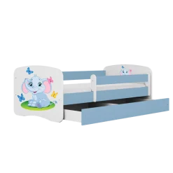 Łóżko Babydreams niebieskie Słonik z szufladą materac piankowy 180x80