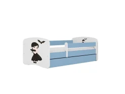 Łóżko Babydreams niebieskie Wednesday z szufladą materac piankowy 180x80