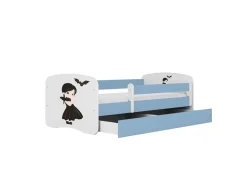 Łóżko Babydreams niebieskie Wednesday z szufladą materac piankowy 180x80