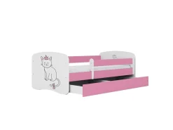 Łóżko Babydreams różowe Kot z szufladą materac piankowy 180x80