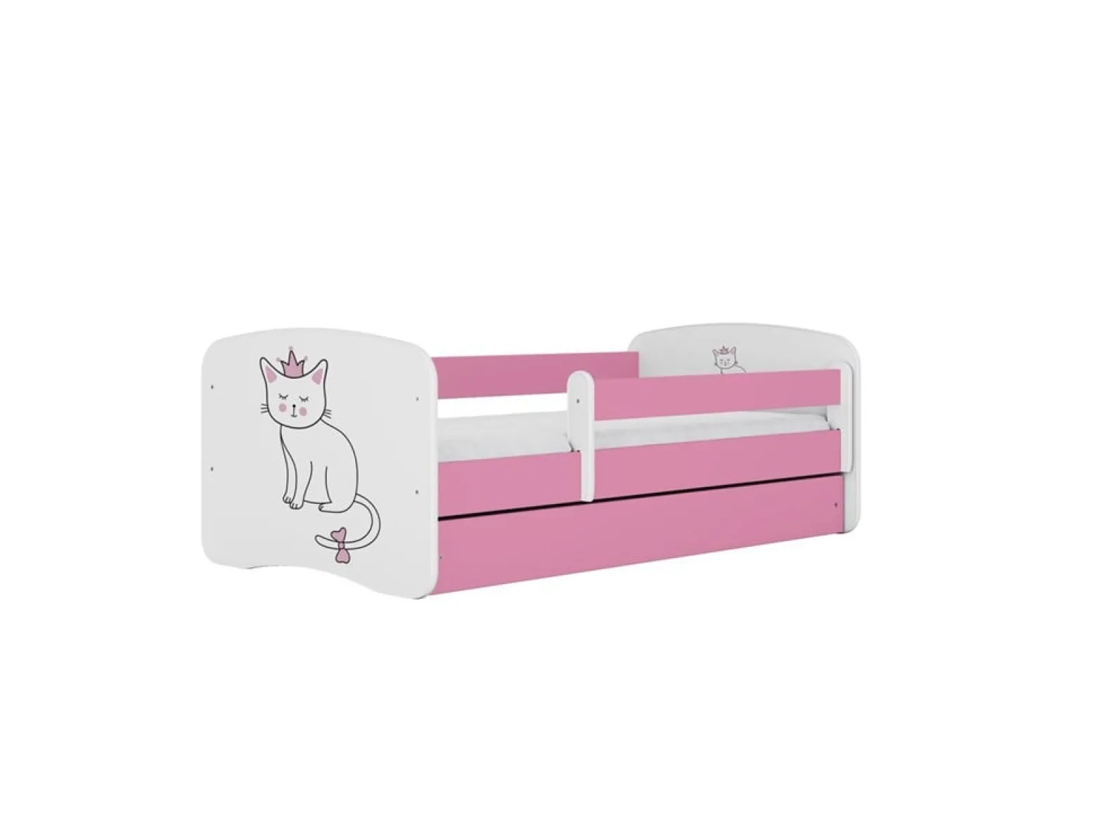 Łóżko Babydreams różowe Kot z szufladą materac piankowy 180x80