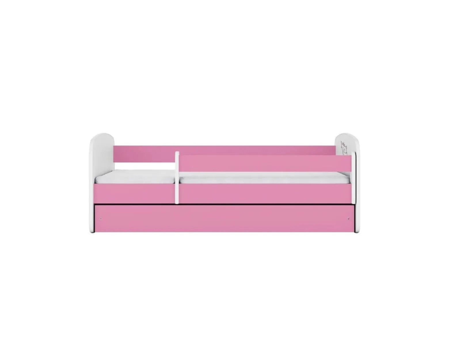 Łóżko Babydreams różowe Kot z szufladą materac piankowy 180x80