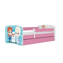 Łóżko Babydreams różowe Kraina Lodu z szufladą materac piankowy 140x70