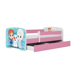 Łóżko Babydreams różowe Kraina Lodu z szufladą materac piankowy 140x70