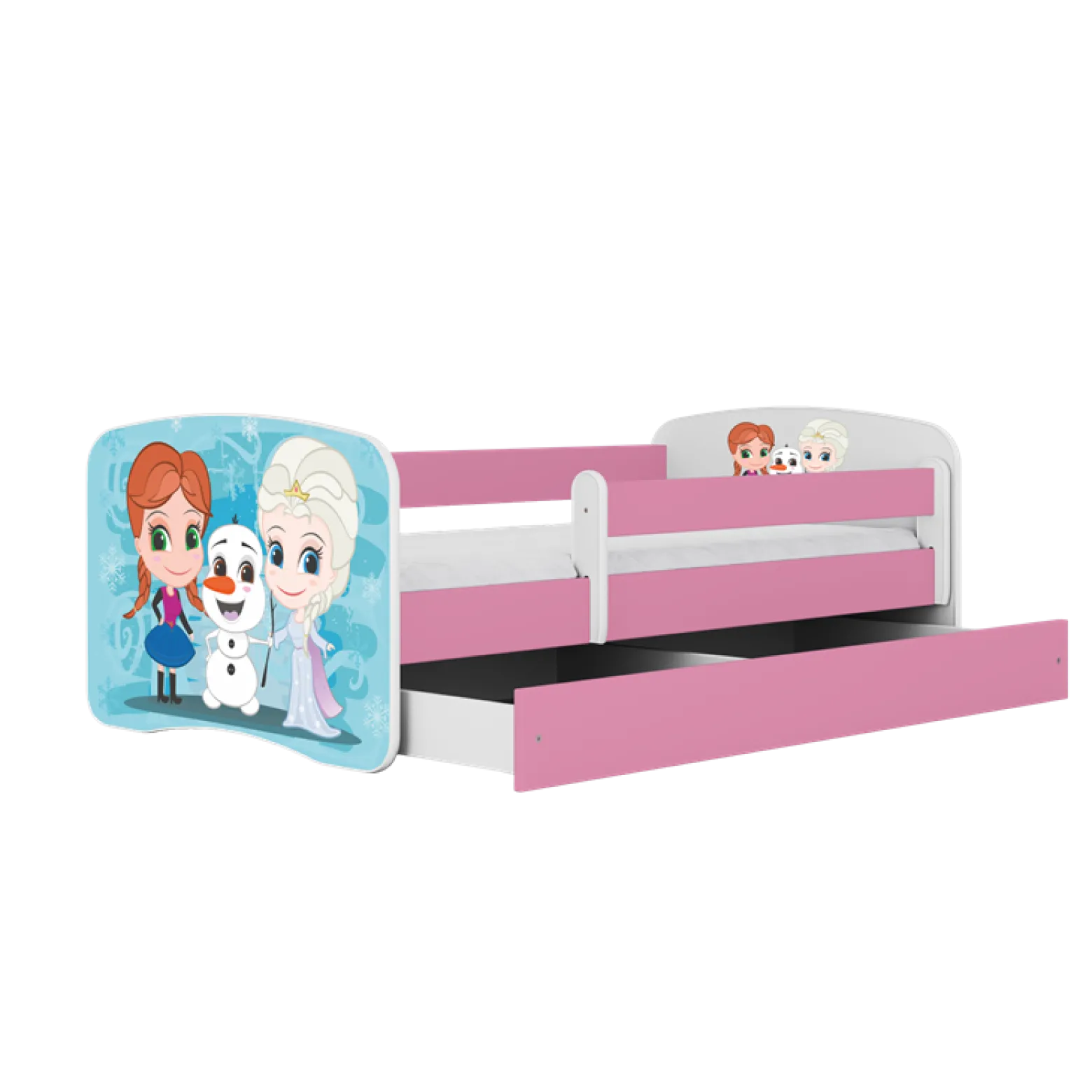 Łóżko Babydreams różowe Kraina Lodu z szufladą materac piankowy 140x70