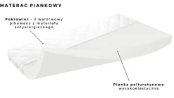 Łóżko Babydreams różowe Panda z szufladą materac piankowy 160x80
