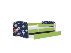 Łóżko Babydreams zielone Kosmos z szufladą materac piankowy 160x80