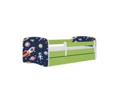 Łóżko Babydreams zielone Kosmos z szufladą materac piankowy 160x80