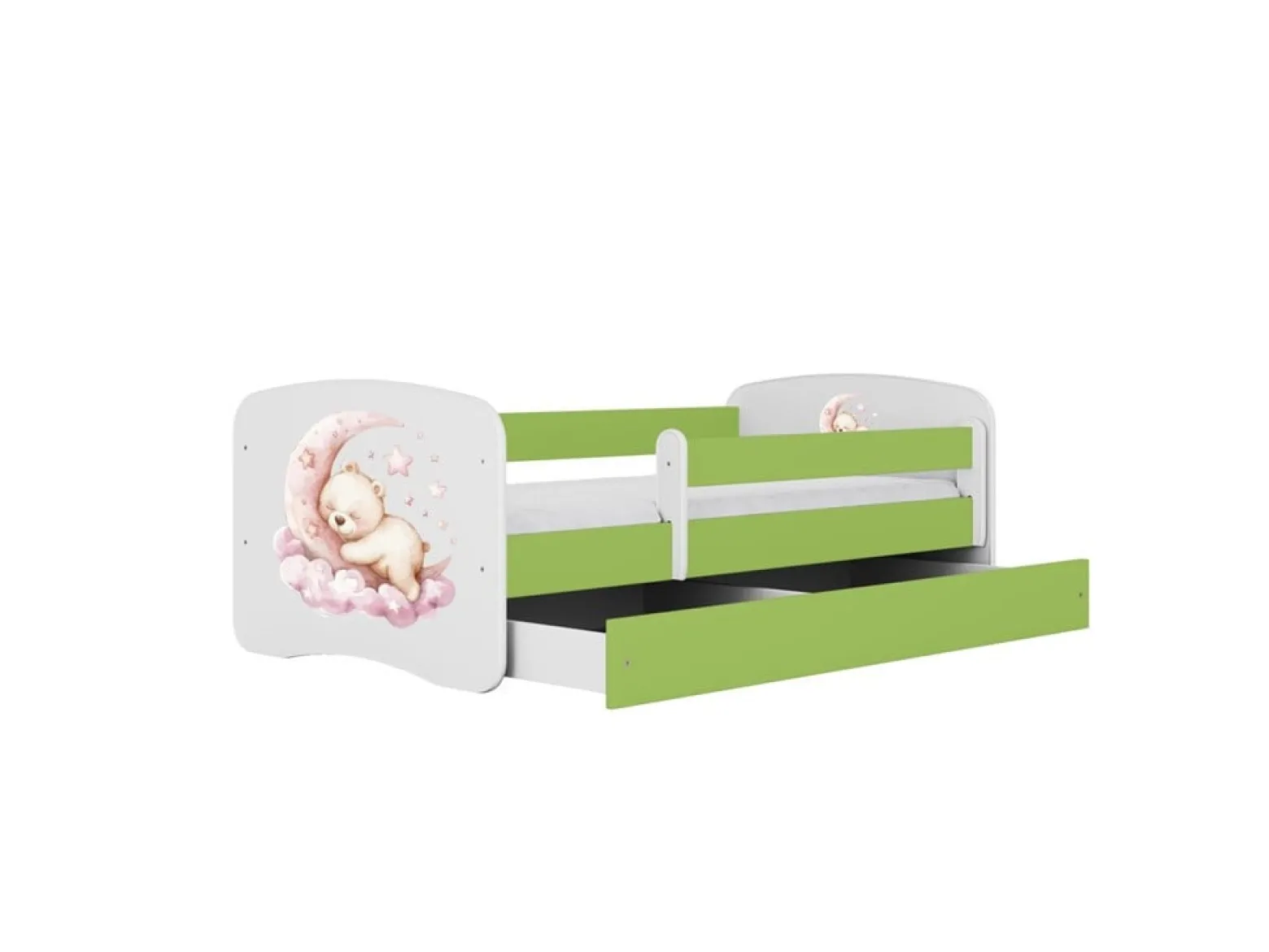 Łóżko Babydreams zielone Sen z szufladą materac piankowy 160x80