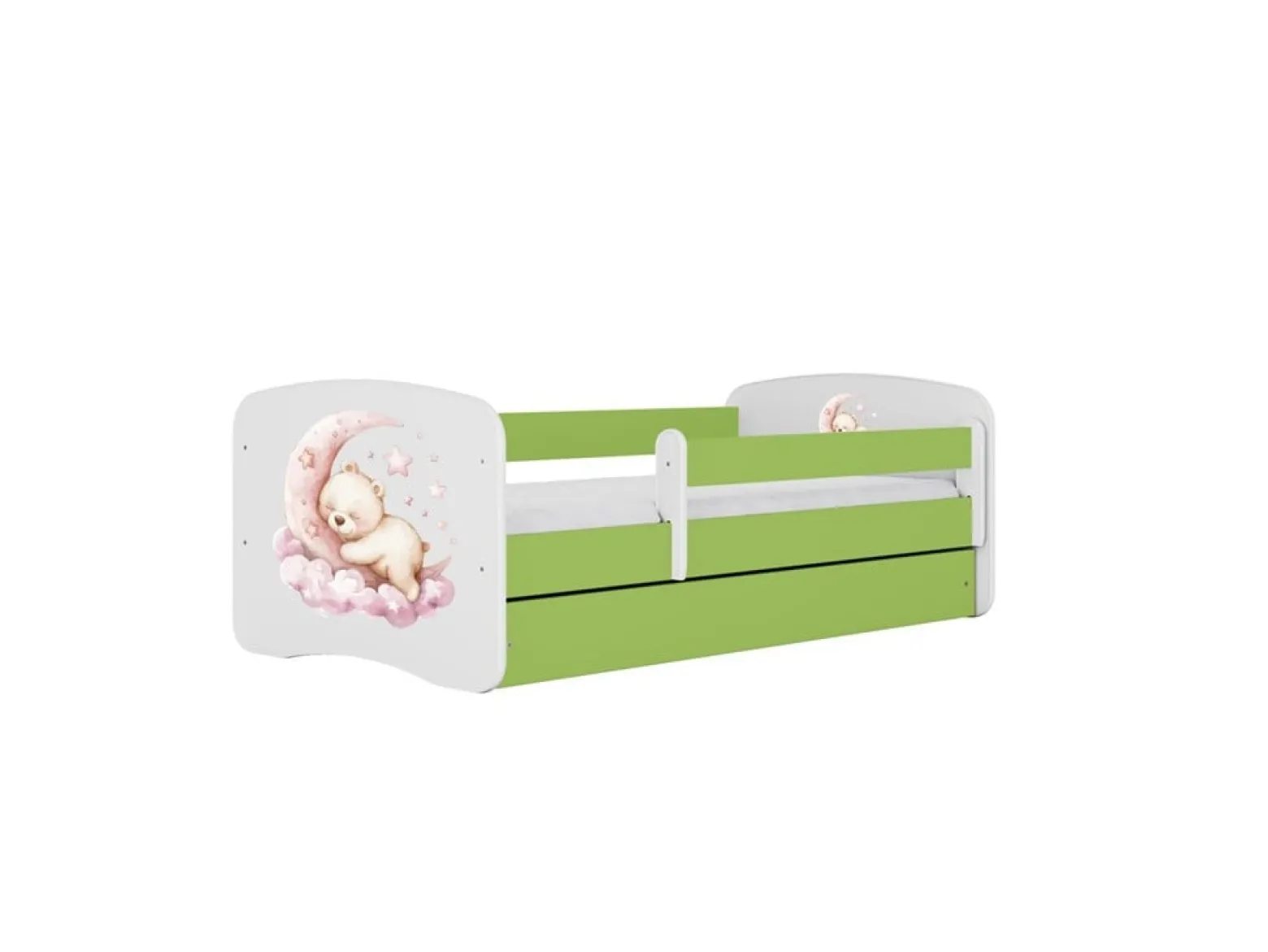 Łóżko Babydreams zielone Sen z szufladą materac piankowy 160x80