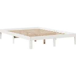 Łóżko Białe Rama Łóżka Ze Stelażem Do Sypialni Pokoju 140x190 cm