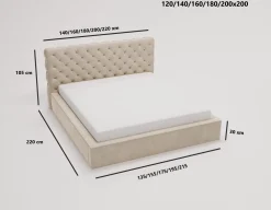 Łóżko chesterfield APOLLO 120x200 beżowe z pojemnikiem
