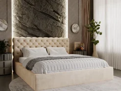 Łóżko chesterfield APOLLO 180x200 beżowe z pojemnikiem