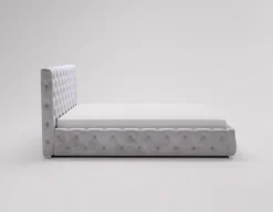 Łóżko chesterfield 140x200 Glory, stelaż metalowy, pojemnik - Jasny szary