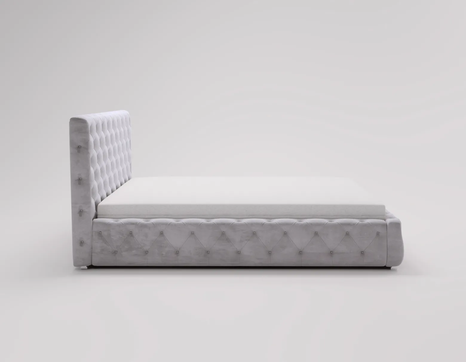 Łóżko chesterfield 140x200 Glory, stelaż metalowy, pojemnik - Jasny szary