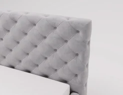 Łóżko chesterfield 140x200 Glory, stelaż metalowy, pojemnik - Jasny szary
