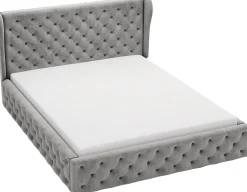 Łóżko chesterfield 140x200 Vivaro z pojemnikiem i stelażem - Jasny szary