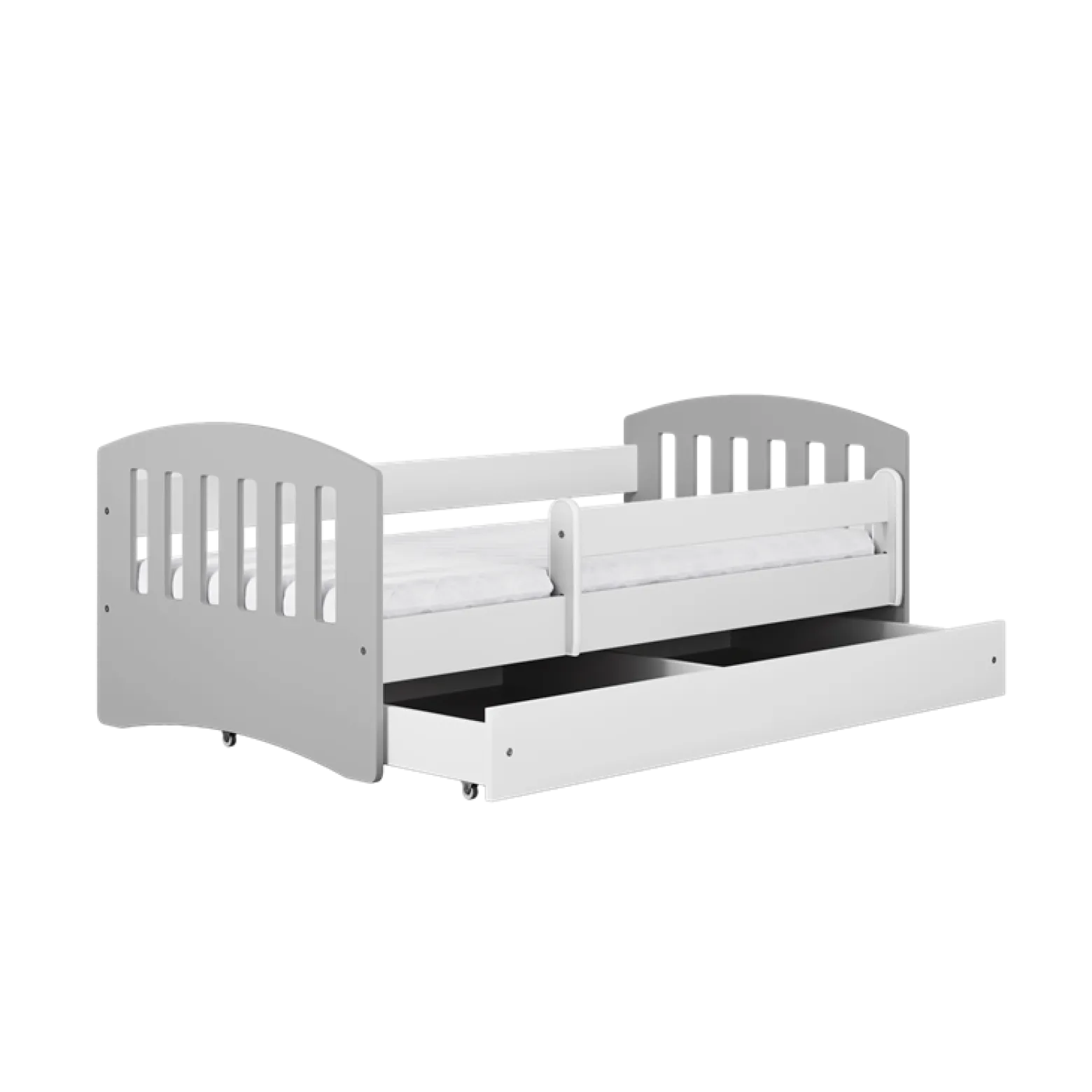 Łóżko Classic 1 mix szare z szufladą materac piankowy 160x80