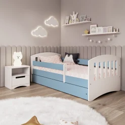 Łóżko Classic 1 niebieskie z szufladą materac piankowy 160x80