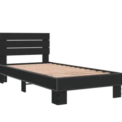 Łóżko Czarne Ze Stelażem Rama Łóżka Do Sypialni Pokoju 75x190 cm