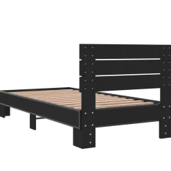 Łóżko Czarne Ze Stelażem Rama Łóżka Do Sypialni Pokoju 75x190 cm