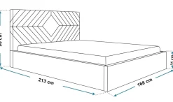 Łóżko do sypialni 160x200 OLDO 2 tapicerowane z pojemnikiem -granatowe
