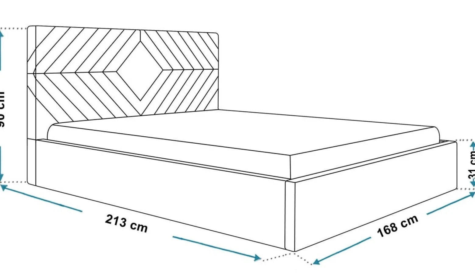 Łóżko do sypialni 160x200 OLDO 2 tapicerowane z pojemnikiem -granatowe