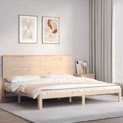 Łóżko Drewniane Brązowe Rama Łóżka Stelaż Do Pokoju Sypialni 200x200 cm