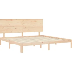 Łóżko Drewniane Brązowe Rama Łóżka Stelaż Do Pokoju Sypialni 200x200 cm