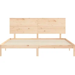 Łóżko Drewniane Brązowe Rama Łóżka Stelaż Do Pokoju Sypialni 200x200 cm
