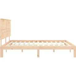 Łóżko Drewniane Brązowe Rama Łóżka Stelaż Do Pokoju Sypialni 200x200 cm
