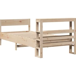 Łóżko Drewniane Brązowe Rama Łóżka Stelaż Do Pokoju Sypialni 75x190 cm