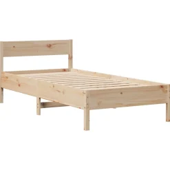 Łóżko Drewniane Brązowe Rama Łóżka Stelaż Do Pokoju Sypialni 75x190 cm